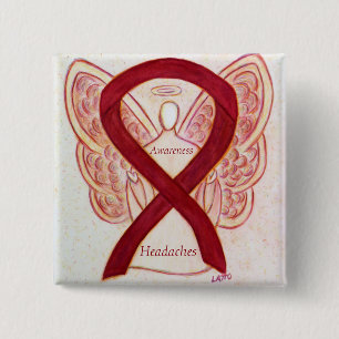 Hoofdpijn Awareness Lint Engel Custom Speld Vierkante Button 5,1 Cm