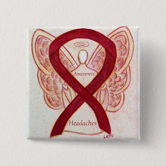 Hoofdpijn Awareness Lint Engel Custom Speld Vierkante Button 5,1 Cm (Voorkant)