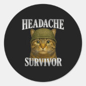 Hoofdpijn Overlevende Cat Meme Funny Kitten Gifts  Ronde Sticker (Voorkant)