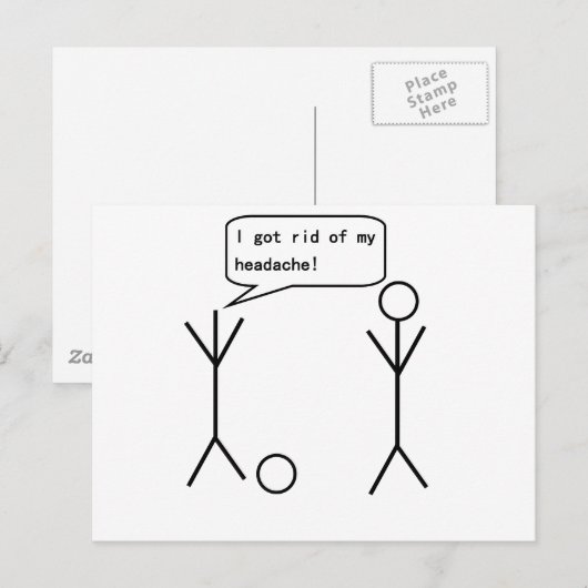 Hoofdpijn Stick Figuur Briefkaart (Voorkant / Achterkant)