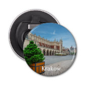 Hoofdplein in de oude binnenstad van Krakau, Polen Button Flesopener (Voorkant)