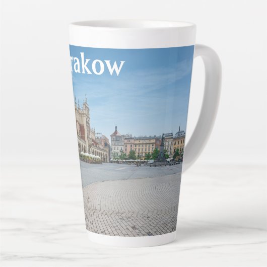 Hoofdplein in de oude binnenstad van Krakau, Polen Latte Mok (Rechterhoek)