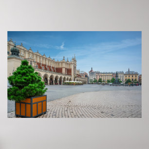 Hoofdplein in de oude binnenstad van Krakau, Polen Poster