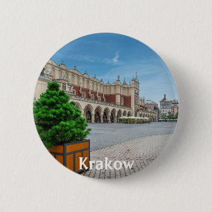 Hoofdplein in de oude binnenstad van Krakau, Polen Ronde Button 5,7 Cm