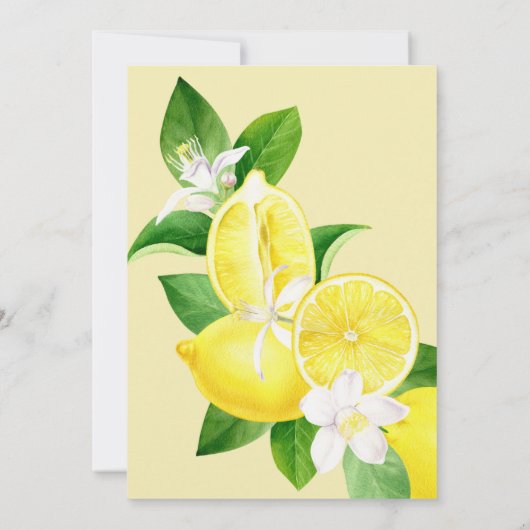 Hoofdpleister Elegant Lemon Yellow Citrus Shower Kaart (Achterkant)