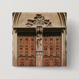 Hoofdportaal van de kathedraal van Saint-Sauveur Vierkante Button 5,1 Cm