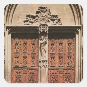 Hoofdportaal van de kathedraal van Saint-Sauveur Vierkante Sticker