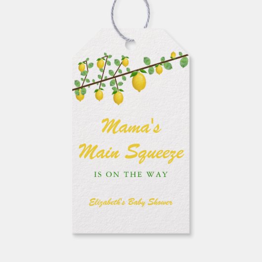 Hoofdrukregel Lemon Genderneutraal Baby shower Cadeaulabel (Achterkant)