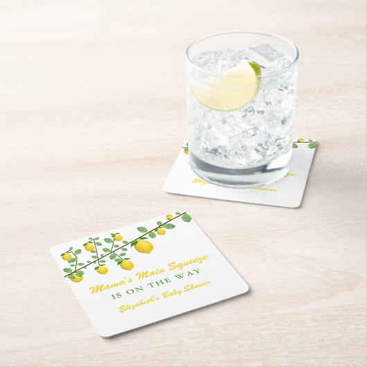 Hoofdrukregel Lemon Genderneutraal Baby shower Kartonnen Onderzetters (Insitu)