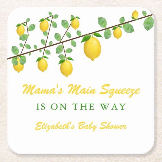 Hoofdrukregel Lemon Genderneutraal Baby shower Kartonnen Onderzetters (Voorkant)