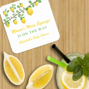 Hoofdrukregel Lemon Genderneutraal Baby shower Kartonnen Onderzetters