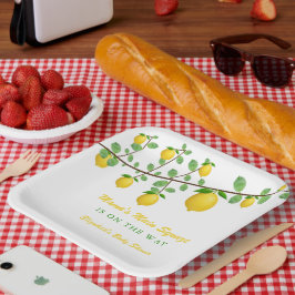 Hoofdrukregel Lemon Genderneutraal Baby shower Papieren Bordje