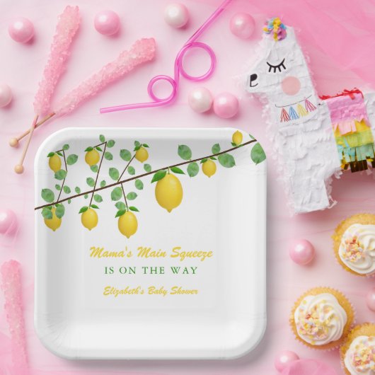 Hoofdrukregel Lemon Genderneutraal Baby shower Papieren Bordje (Feest)