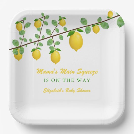 Hoofdrukregel Lemon Genderneutraal Baby shower Papieren Bordje (Voorkant)