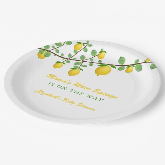 Hoofdrukregel Lemon Genderneutraal Baby shower Papieren Bordje (Gekanteld)