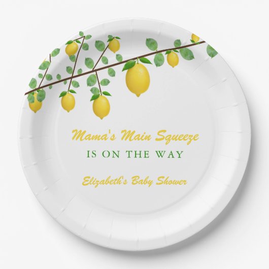 Hoofdrukregel Lemon Genderneutraal Baby shower Papieren Bordje (Voorkant)