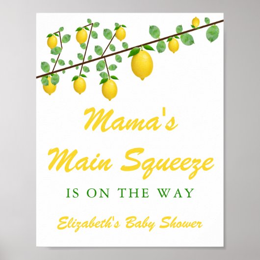 Hoofdrukregel Lemon Genderneutraal Baby shower Poster (Voorkant)