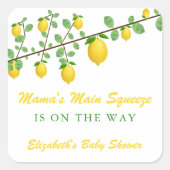 Hoofdrukregel Lemon Genderneutraal Baby shower Vierkante Sticker (Voorkant)