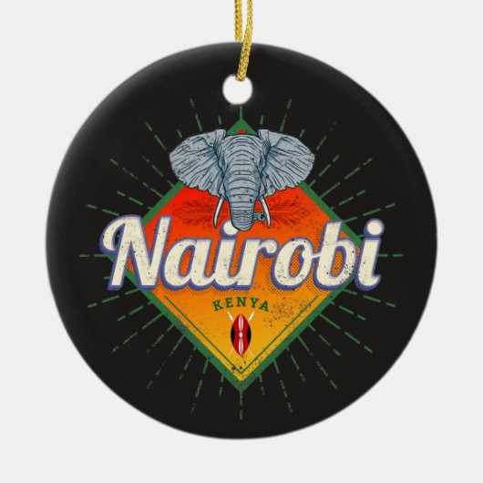 Hoofdstad van Nairobi Kenia Olifant Afrika Keramisch Ornament (Voorkant)