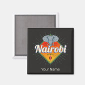 Hoofdstad van Nairobi Kenia Olifant  Afrika Magneet (Voorkant / Achterkant)