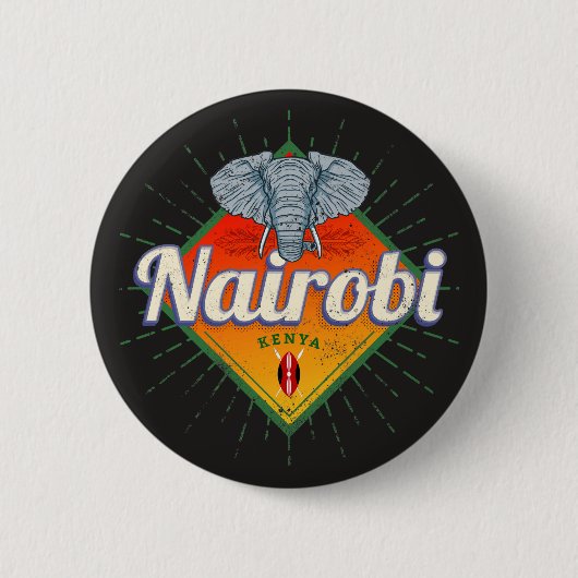 Hoofdstad van Nairobi Kenia Olifant  Afrika Ronde Button 5,7 Cm (Voorkant)