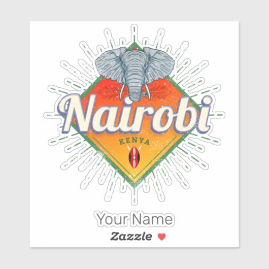 Hoofdstad van Nairobi Kenia Olifant  Afrika Sticker (Vel)