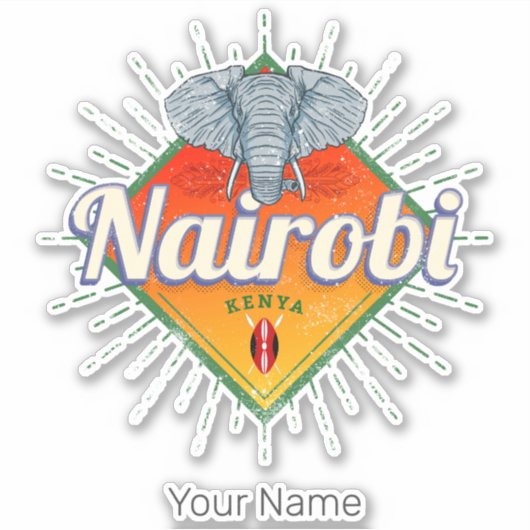 Hoofdstad van Nairobi Kenia Olifant  Afrika Sticker (Voorkant)
