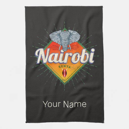 Hoofdstad van Nairobi Kenia Olifant  Afrika Theedoek (Verticaal)