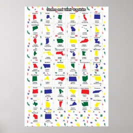 Hoofdsteden van de staat Afdrukken Poster