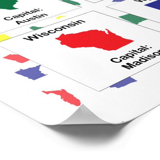 Hoofdsteden van de staat Afdrukken Poster (Hoek)