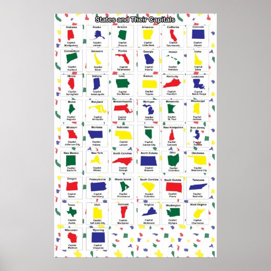 Hoofdsteden van de Staten Print (Voorkant)