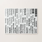 Hoofdsteden van de VS Puzzle - zwart op wit Legpuzzel (Horizontaal)