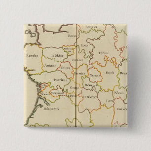 Hoofdsteden van Frankrijk Vierkante Button 5,1 Cm