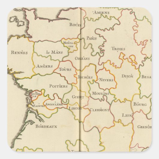 Hoofdsteden van Frankrijk Vierkante Sticker (Voorkant)