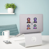 Hoofdstenen van de neonbegraafplaats en kaarsen Ha Sticker (Laptop op bureau)