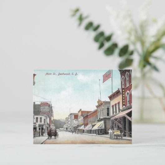 Hoofdstraat, Deadwood, South Dakota, Vintage Briefkaart (Staand voorkant)