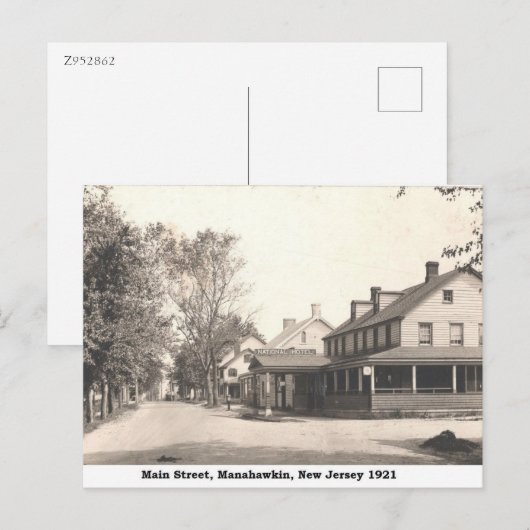 Hoofdstraat, Manahawkin NJ Vintage Briefkaart (Voorkant / Achterkant)