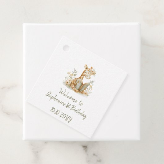 Hoofdstuk 1 Giraffe met Boek 1e Verjaardagsfeest Bedankjes Labels (In situ)