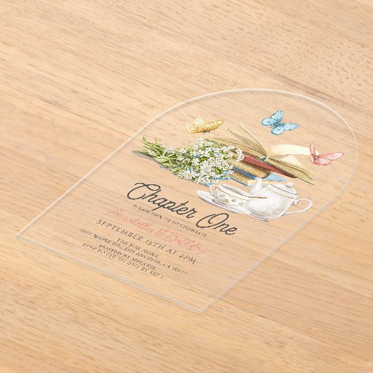 Hoofdstuk 1 Tea Butterfly Storybook 1e verjaardag Acryl Uitnodigingen (Laagn)