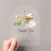 Hoofdstuk 1 Tea Butterfly Storybook 1e verjaardag Acryl Uitnodigingen (Insitu (Draagbaar))