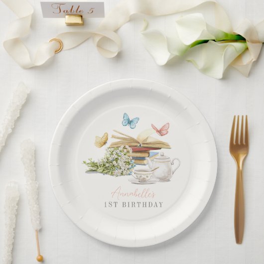 Hoofdstuk 1 Tea Butterfly Storybook 1e verjaardag Papieren Bordje (Huwelijk)