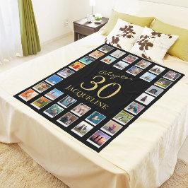 Hoofdstuk 30 Black Gold 30th Birthday Foto Fleece Deken