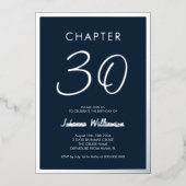 Hoofdstuk 30 Blauw 30e Verjaardagsfeestje Zilver Folie Uitnodiging (Voorkant)