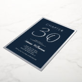 Hoofdstuk 30 Blauw 30e Verjaardagsfeestje Zilver Folie Uitnodiging (Gedraaid)