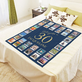 Hoofdstuk 30 Blue Gold 30th Birthday Foto Fleece Deken