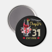 Hoofdstuk 31 JAAR EST 1991 31st Birthday Red Rose Magneet (Voorkant / Achterkant)