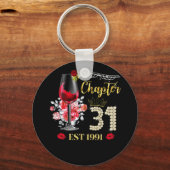 Hoofdstuk 31 JAAR EST 1991 31st Birthday Red Rose Sleutelhanger (Voorkant)