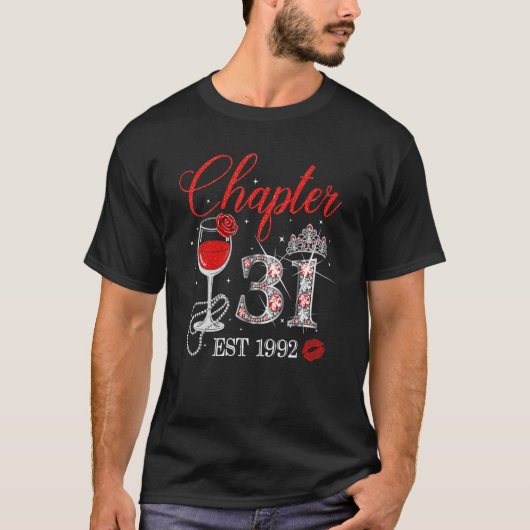 Hoofdstuk 31 JAAR EST 1992 31st Birthday Red Rose  T-shirt (Voorkant)