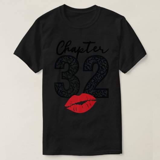 Hoofdstuk 32 Lips Happy Birthday Leopard 32 jaar T-shirt (Design voorkant)
