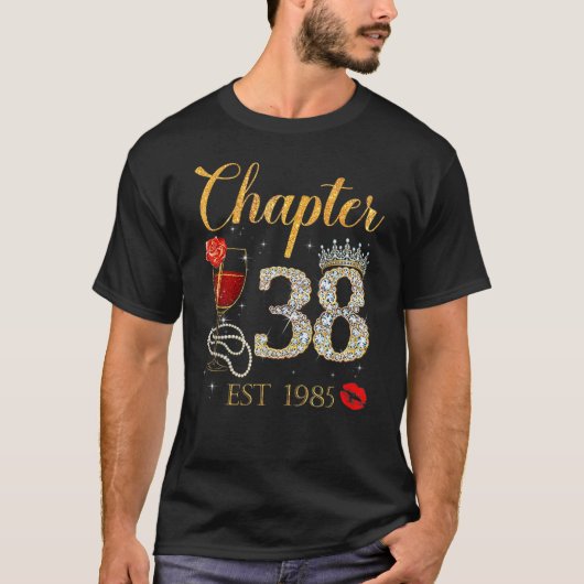Hoofdstuk 38 JAAR EST 1985 38th Birthday Red Rose  T-shirt (Voorkant)